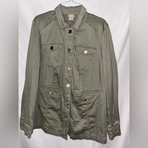 Chicos Green Jacket Shacket Size 1‎ / Small Button Up